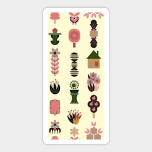 Modern Folk Art Inspired by Christchurch Botanical Gardens Sticker